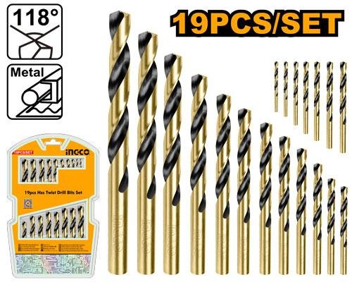 19Pcs HSS twist drill bits set