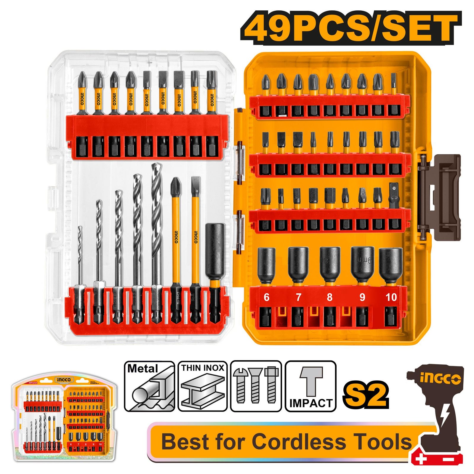 49 Pcs impact screwdriver bits set