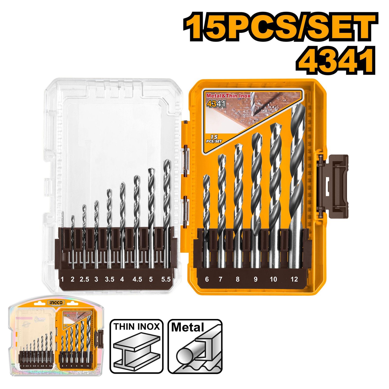 15 Pcs HSS drill bit