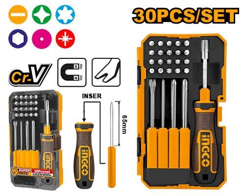 30 Pcs Interchangeable screwdriver and bits set