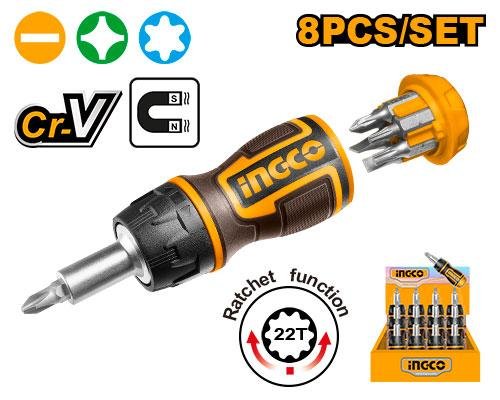 8 In 1 Stubby Ratchet Screwdriver Set