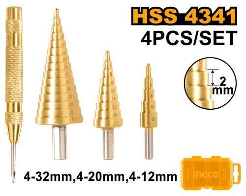Step drill bit set