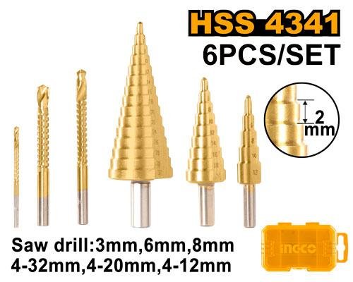 Step drill bit set