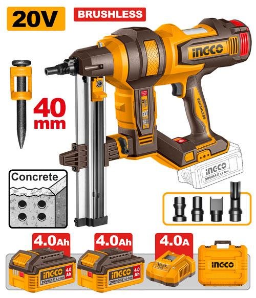 Cordless concrete nailer