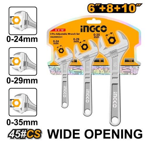 3 Pcs Adjustable wrench set