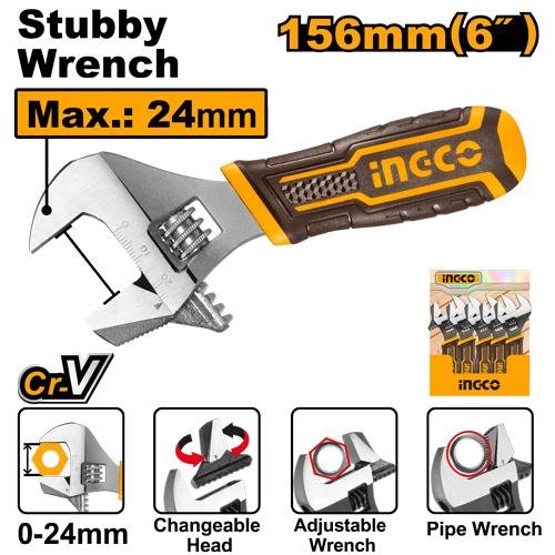 2-in-1 stubby adjustable wrench