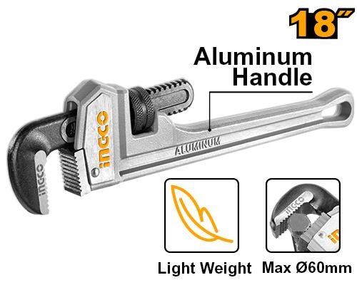 Aluminum handle pipe wrench