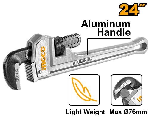 Aluminum handle pipe wrench