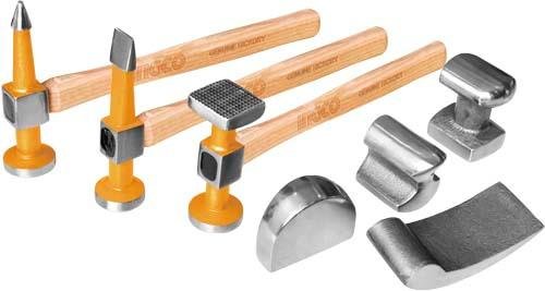 7 Pcs Body And Fender Hammer Set(Heavy duty,Genuine Hickory handle)