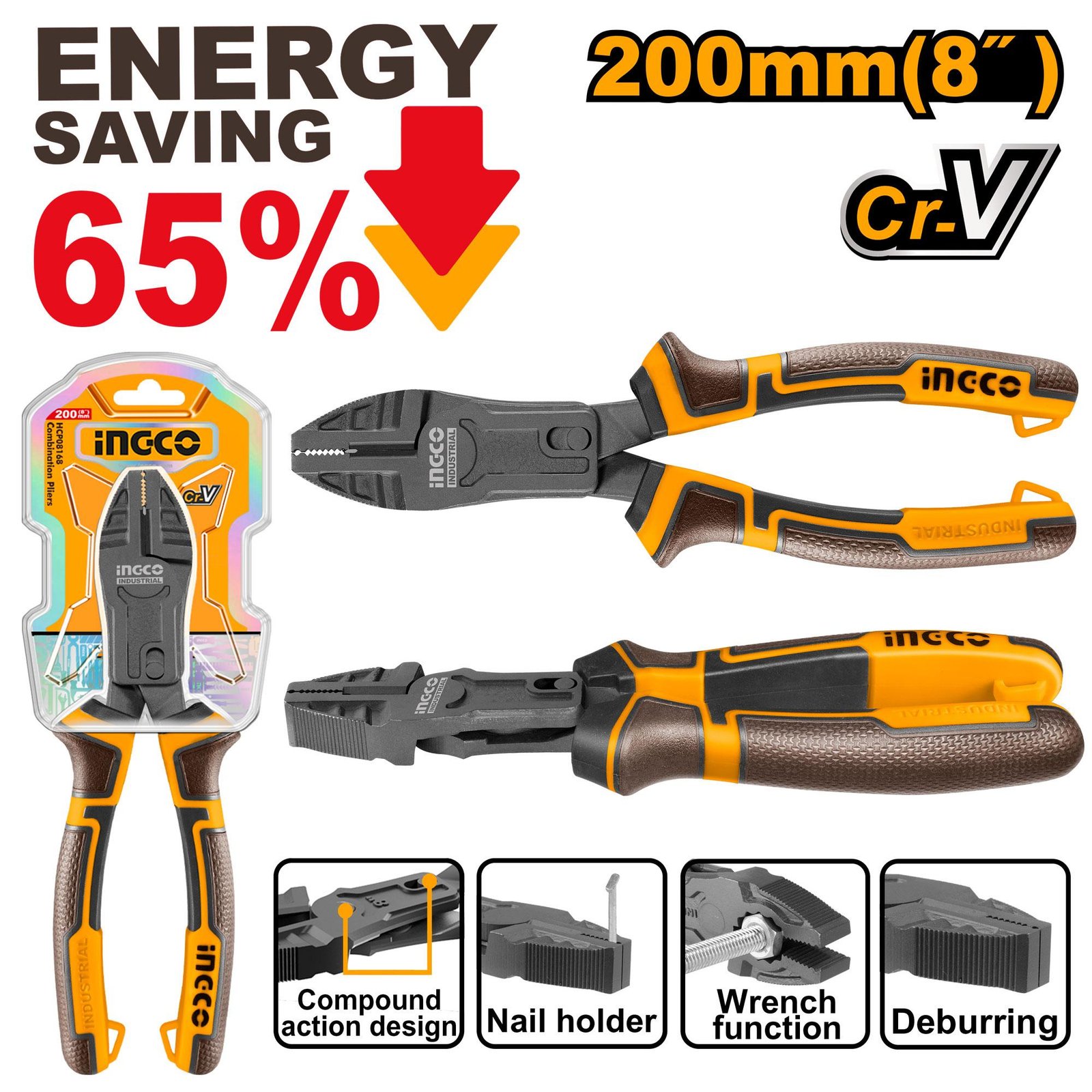 Compound action combination pliers