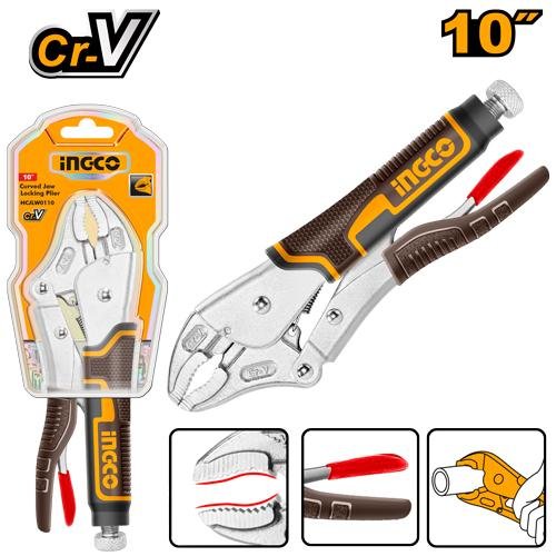 Curved jaw locking plier