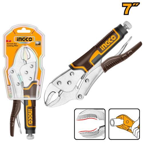 Curved jaw locking plier