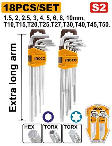 18 Pcs hex key and torx key set