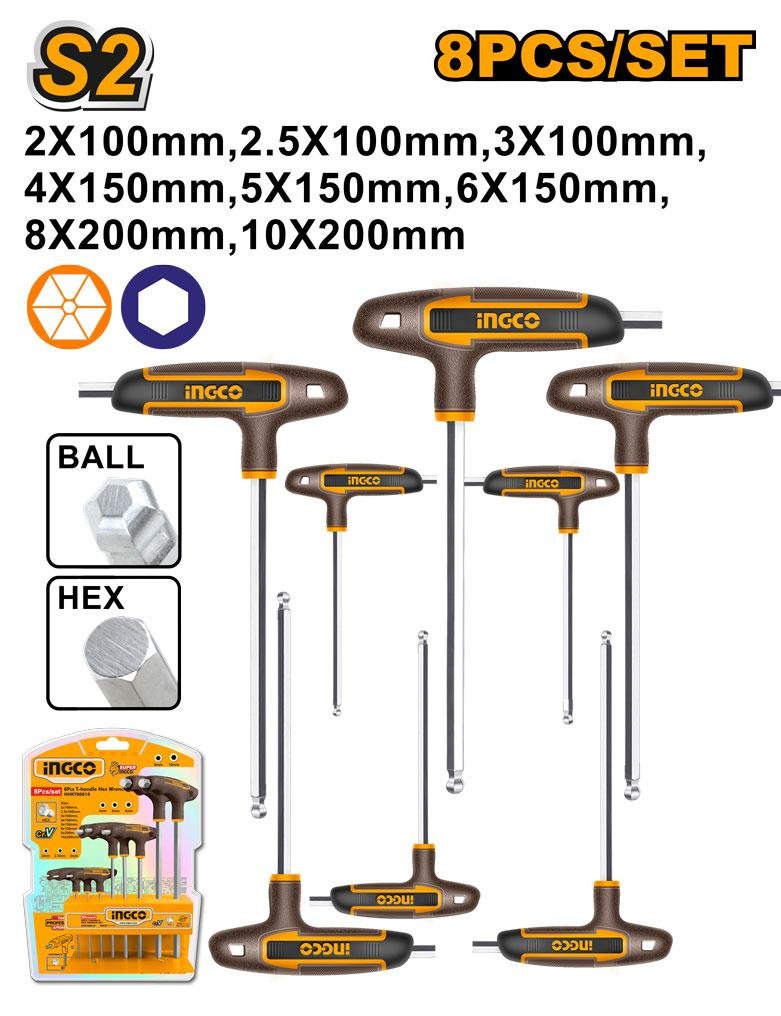 8 Pcs T-handle ball point hex wrench set