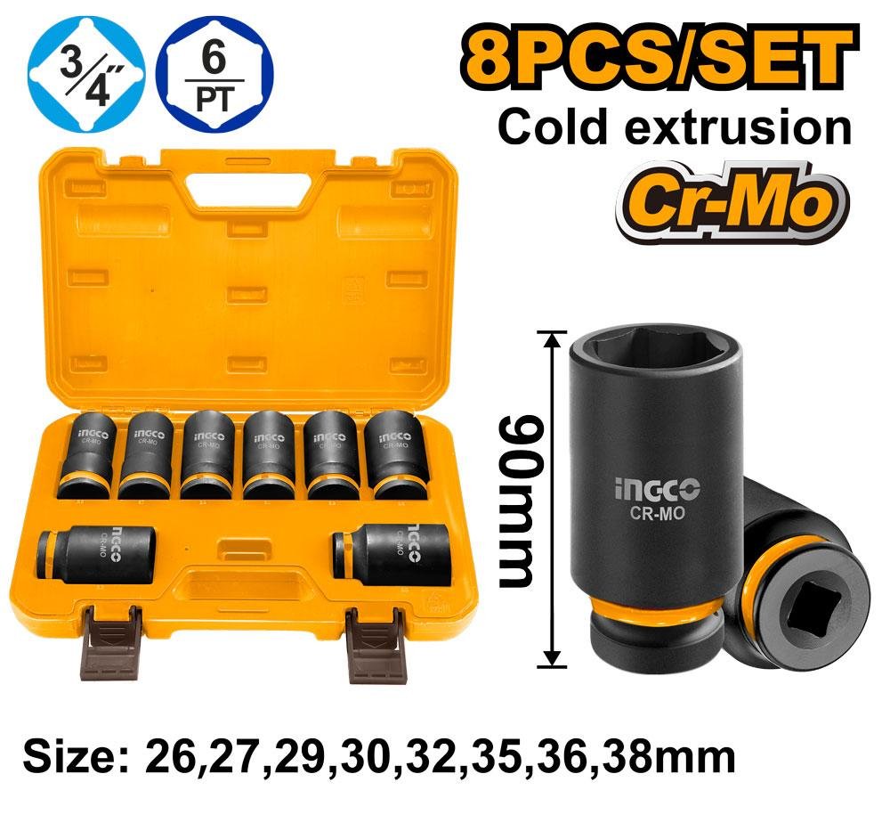 8 Pcs 3/4"DR. deep impact socket set