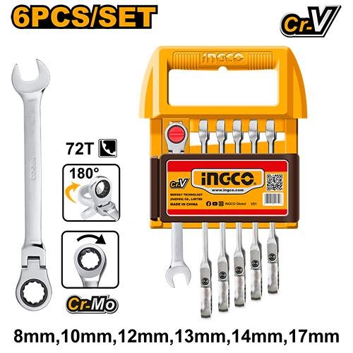 6 Pcs Flexible ratchet spanner set