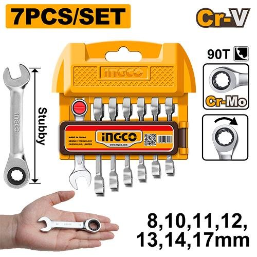7 Pcs Short ratchet spanner set