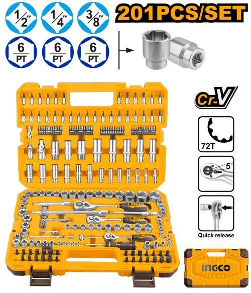 201 Pcs 1/4"&3/8"&1/2" socket set