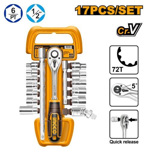 17 Pcs 1/2" socket set