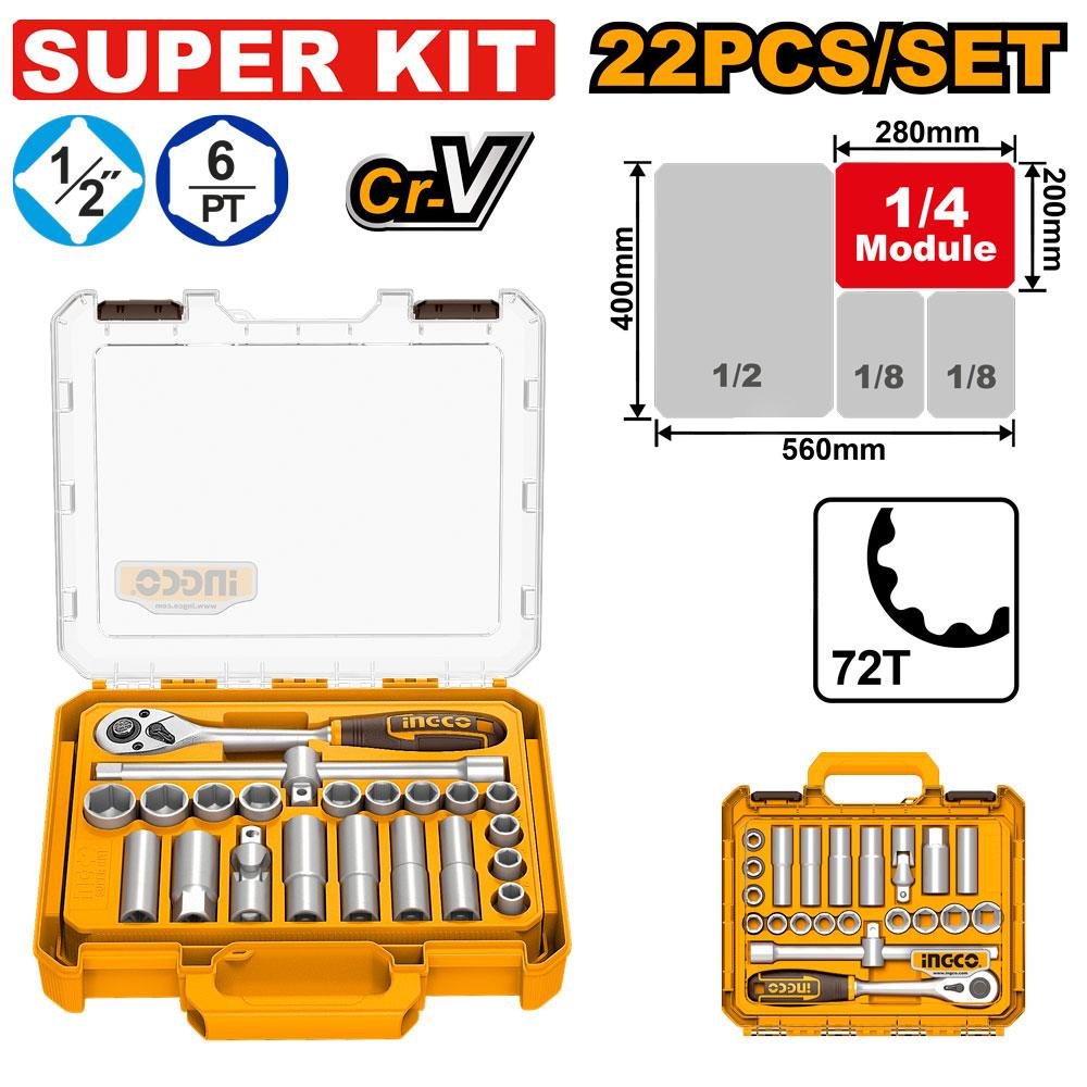 22 Pcs 1/2" DR. Socket set