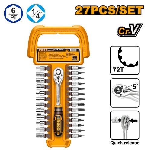 27 Pcs 1/4" socket set