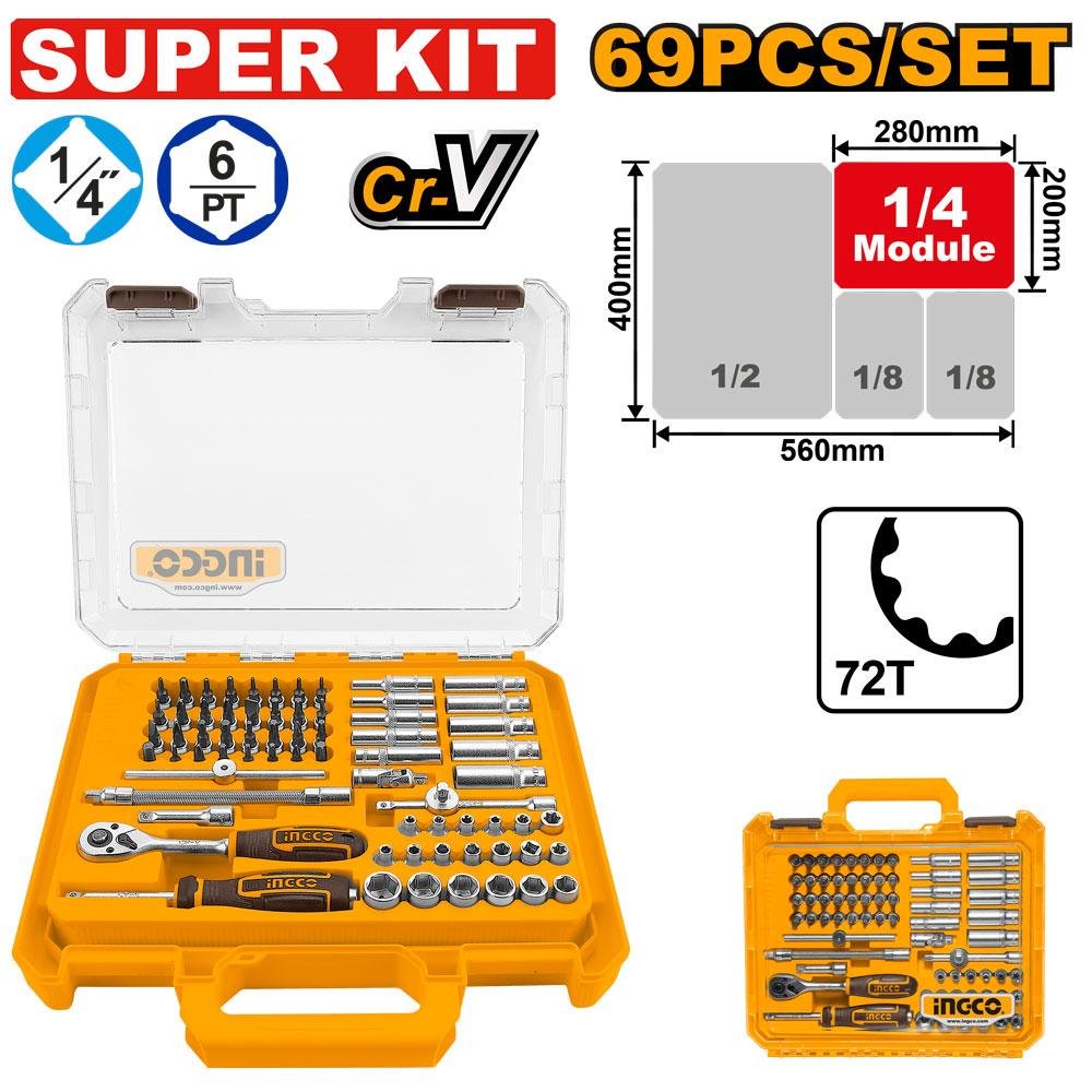 69 Pcs 1/4" DR. Socket set