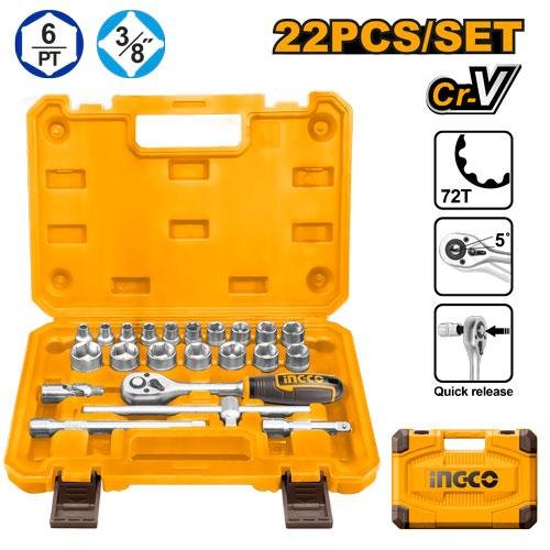 22 Pcs 3/8" socket set