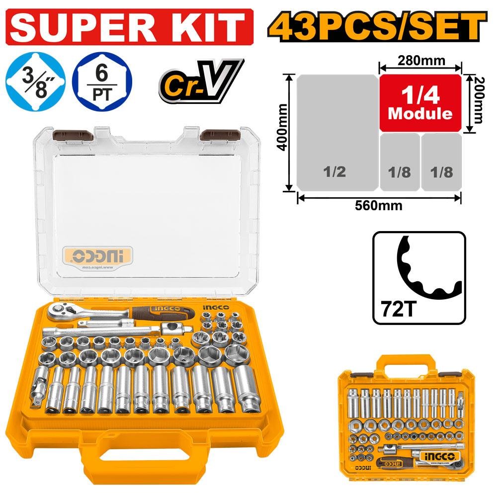43 Pcs 3/8" DR. Socket set