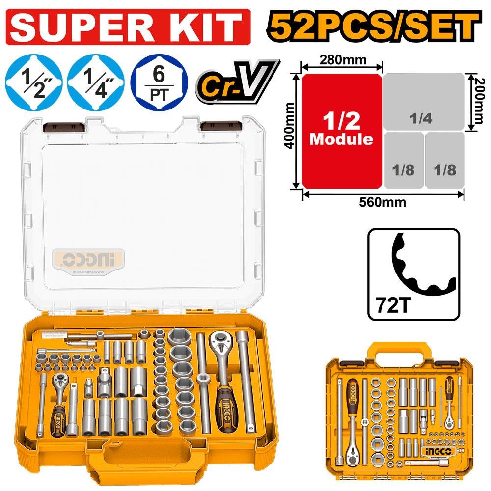 52 Pcs 1/4"&1/2" DR. Socket set