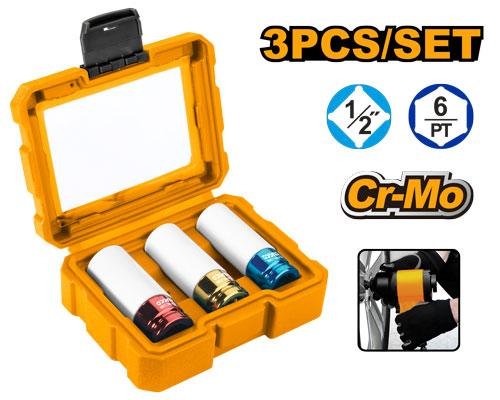 3 Pcs 1/2" non-marring lug nut socket set