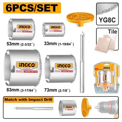 6Pcs Carbide gritted hole saw set