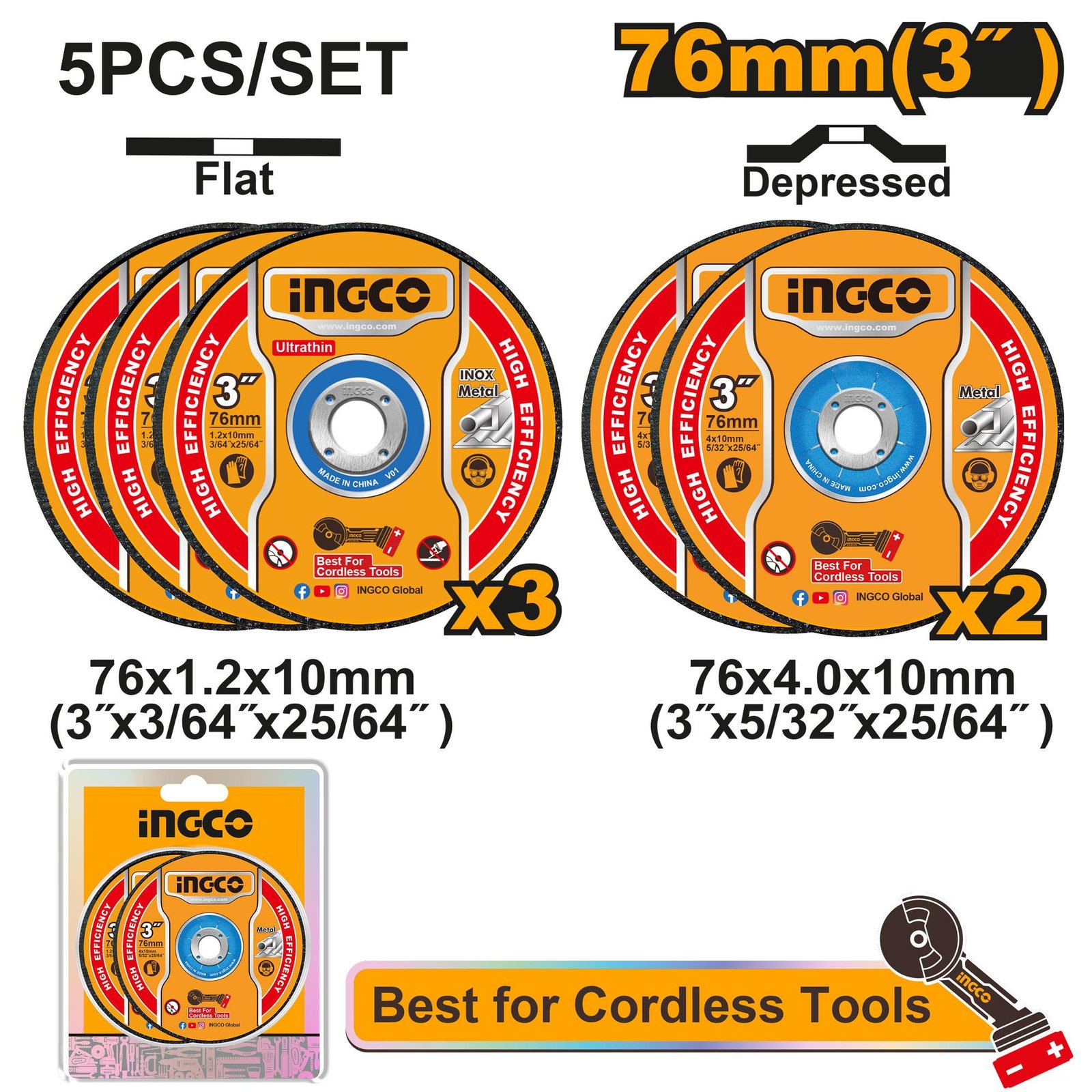 5PCS Abrasive metal cutting and grinding disc set