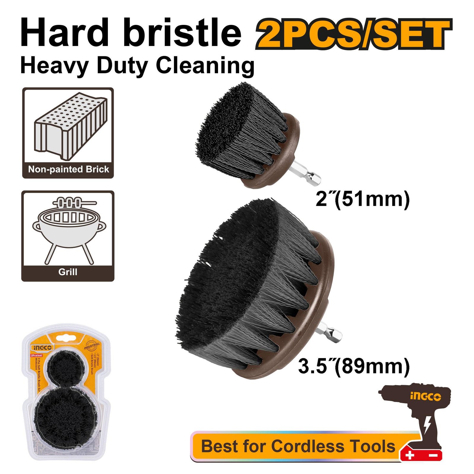 2 Pcs hard bristle brush set